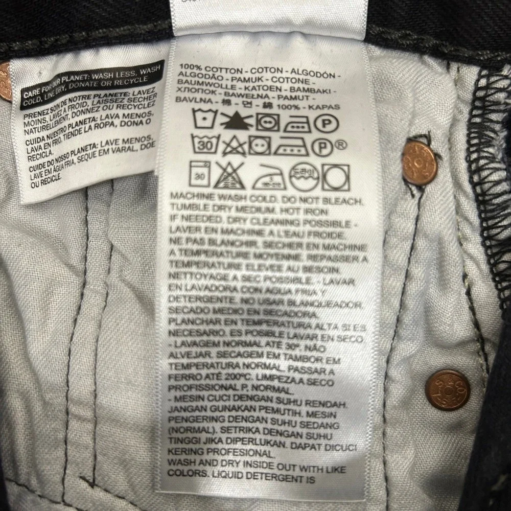 Levi's 501 Original Fit Jeans Black Straight Leg Button Fly Size 29x30